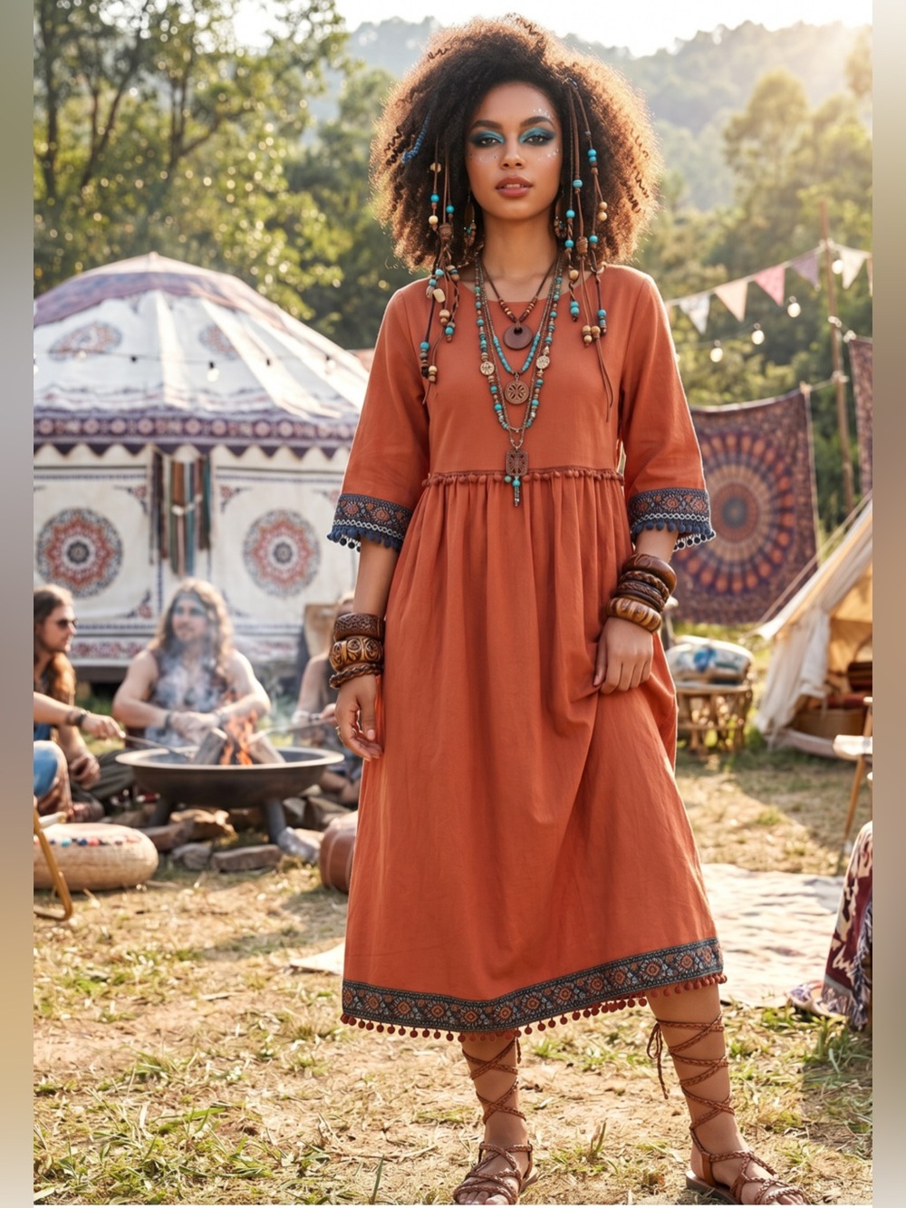 bohemian dress size large  new